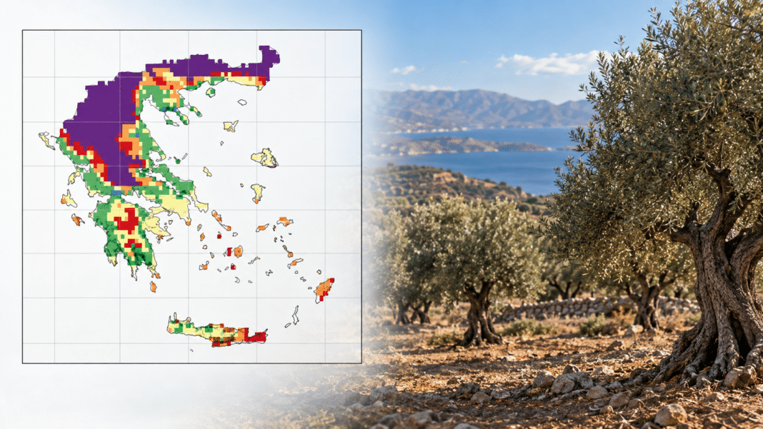 Ποιοι ελληνικοί ελαιώνες κινδυνεύουν περισσότερο - Χάρτης κινδύνου για την ελληνική ελιά από το Γεωπονικό Πανεπιστήμιο
